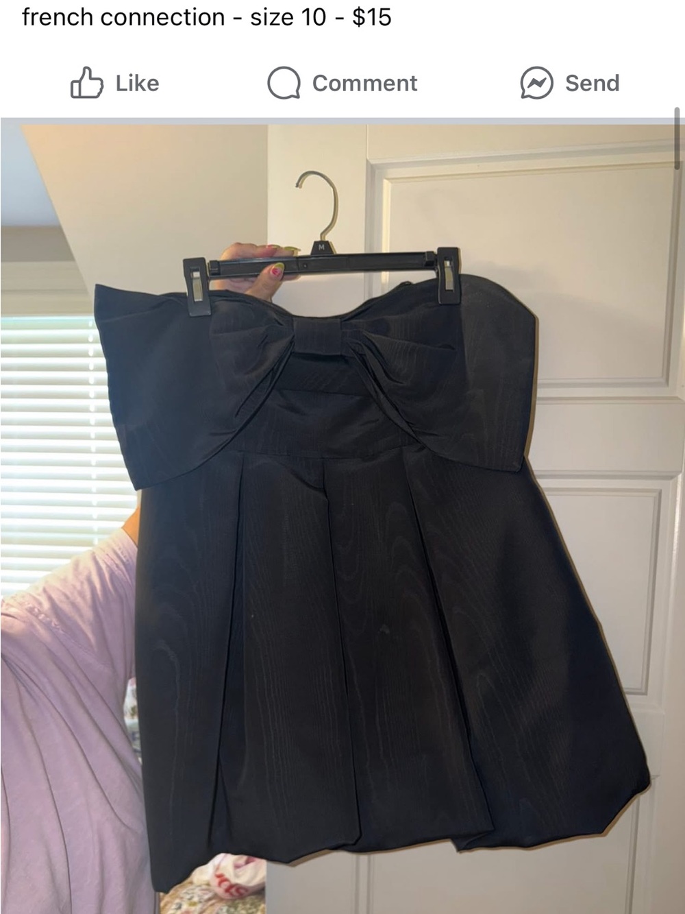 LoveShackFancy Black Strapless Bow-Front Mini Dress
